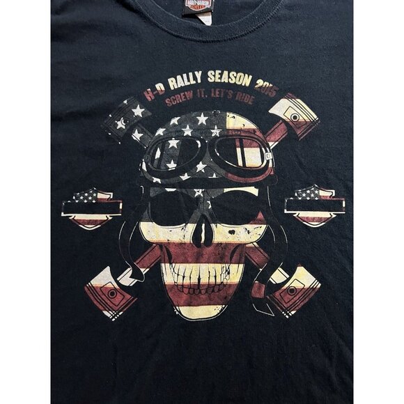 Harley Davidson Rally Season 2015 Screw It‎ Lets Ride Shirt Men's 3XL Black Tee - Picture 2 of 11